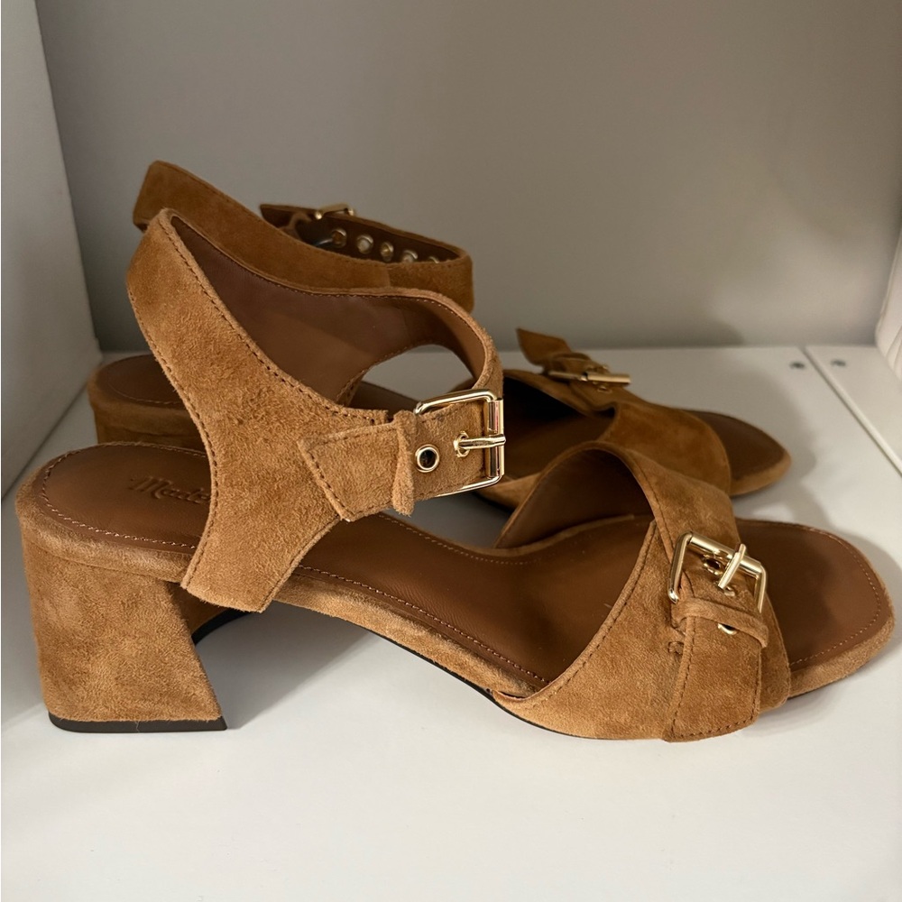 Madewell Tan Suede Block Heel Sandals - Picture 7 of 8